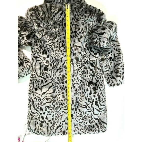 Lovers and Friends Size Small Gray Jacket Coat Faux Fur Animal Print - Picture 11 of 15